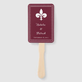 Wine Fleur de Lis Wedding Hand Fans Handwaaier (Voorkant)