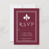 Wine Fleur de Lis Wedding RSVP Kaart (Voorkant)
