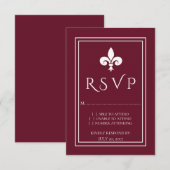 Wine Fleur de Lis Wedding RSVP Kaart (Voorkant / Achterkant)