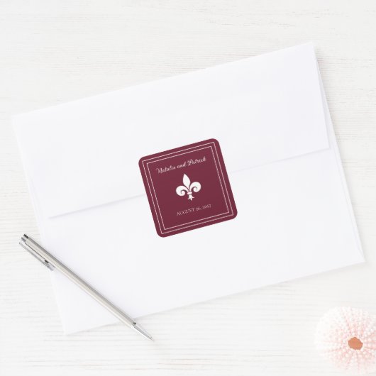 Wine Fleur de Lis Wedding Stickers (Envelop)