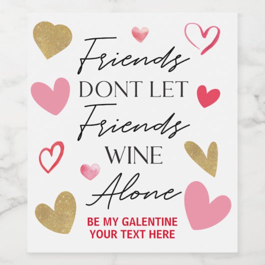 Wine friends Valentine day Wine label Wijn Etiket (Enkel label)