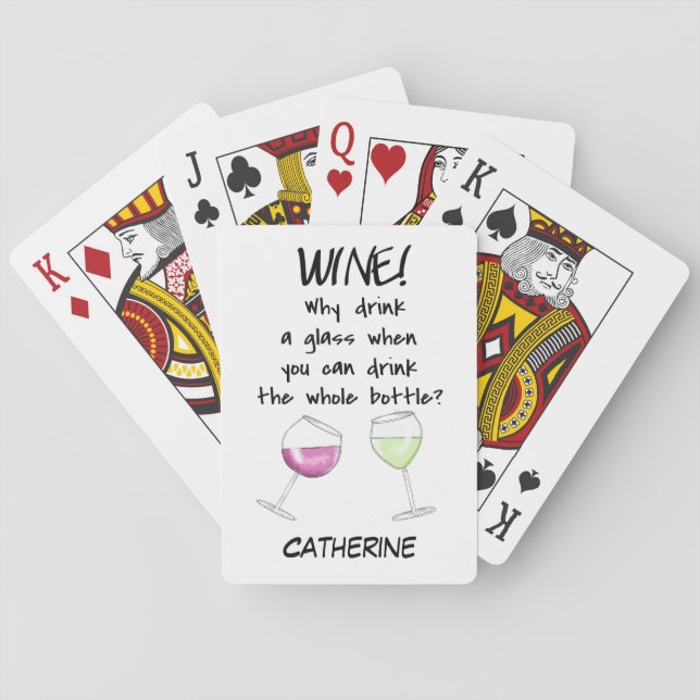 Wine Funny Words Gezegde Name Personalized Speelkaarten (Achterkant)