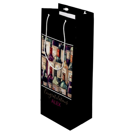 Wine Gift Bag-Wine Lovers Gefeliciteerd Wijn Cadeautas (Voorkant Gekanteld)