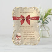 Wine Glass Bow Gold Christmas Corporated Party Kaart (Staand voorkant)