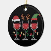 Wine Glass Christmas Lights Xmas Holiday Drinking Keramisch Ornament (Links)