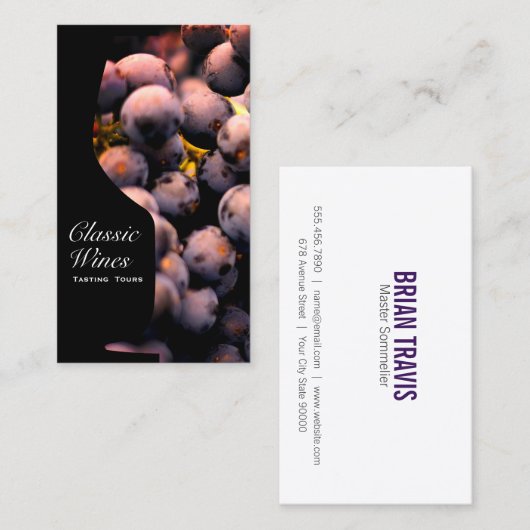 Wine Glass | Counter-space | Druiven op wijnstokke Visitekaartje (Voorkant / Achterkant)