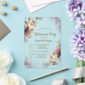 Wine Glass Dark Roses Retirement Acryl Uitnodigingen (Insitu (Huwelijk))