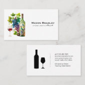 Wine Glass | Druiven | wijnfles | Waterverf Art Visitekaartje (Voorkant / Achterkant)