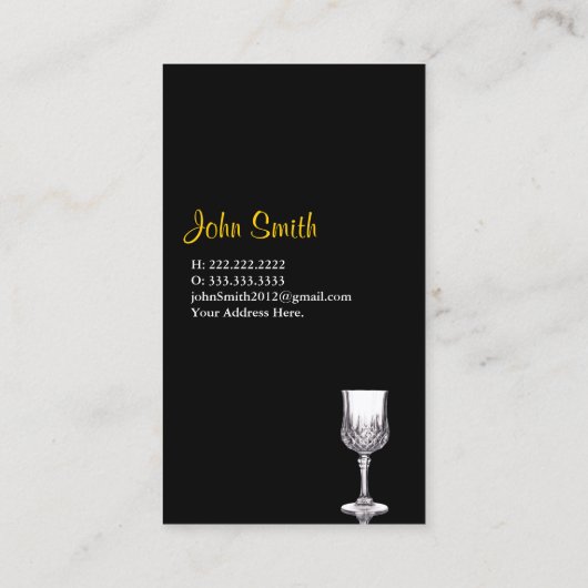 Wine Glass Golden Background Visitekaartje (Achterkant)