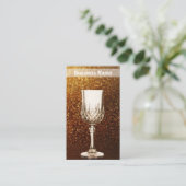 Wine Glass Golden Background Visitekaartje (Staand voorkant)