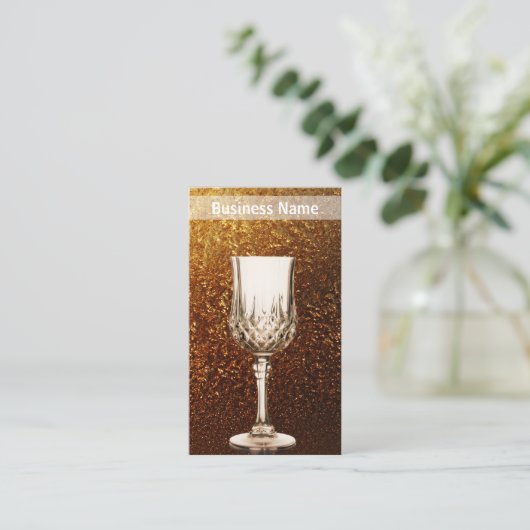 Wine Glass Golden Background Visitekaartje (Staand voorkant)