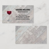 Wine Glass | Houten planken achtergrond Visitekaartje (Voorkant / Achterkant)