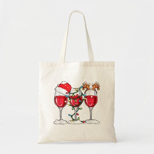 Wine Glass Kerstkerstkerstkerstkerstkerstkerstkers Tote Bag (Voorkant)