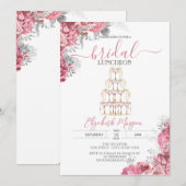 Wine Glass Pink Roses Bridal Luncheon Kaart (Voorkant / Achterkant)