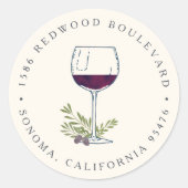 Wine Glass Return-adres Ronde Sticker (Voorkant)
