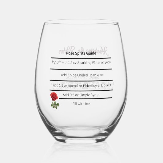 Wine Glass Rosé Spritz Recipe Guide Wijnglas Zonder Voet (Voorkant)