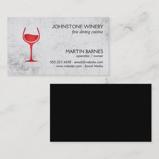 Wine Glass | Rustisch (rood) Visitekaartje (Voorkant / Achterkant)
