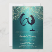 Wine Glass String Lights Green Metallic 60th  Kaart (Voorkant)