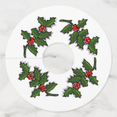 Wine Glass Tag- Holly Leaves and Berries Wijnglaslabel (Voorkant)