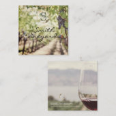Wine Glass | wijngaard | Druiven Vierkante Visitekaartje (Voorkant / Achterkant)