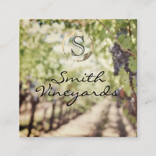 Wine Glass | wijngaard | Druiven Vierkante Visitekaartje (Voorkant)