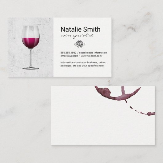 Wine Glass | Winnwijn — Stain Visitekaartje (Voorkant / Achterkant)