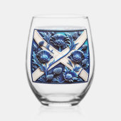 Wine Glass with flag of Scottish Thistles Wijnglas Zonder Voet (Achterkant)