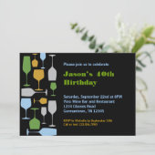 Wine Glasses Birthday Party Invitation Kaart (Staand voorkant)