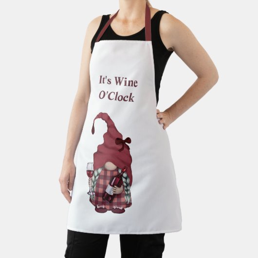 Wine Gnome Het is Wine O'Clock Schort (Insitu)