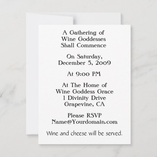 Wine Goddess Gathering Kaart (Achterkant)