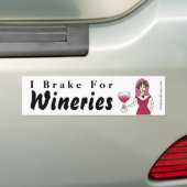 Wine Goddess "I Brake for Wineries" Bumpersticker (On Car)