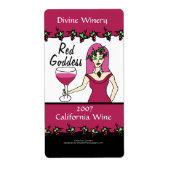 Wine Goddess Red Goddess aangepaste waslabels Etiket (Voorkant)