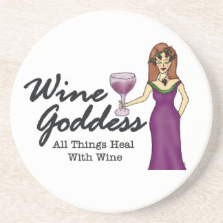 Wine godin: "Alles is gezond.." Zandsteen Onderzetter