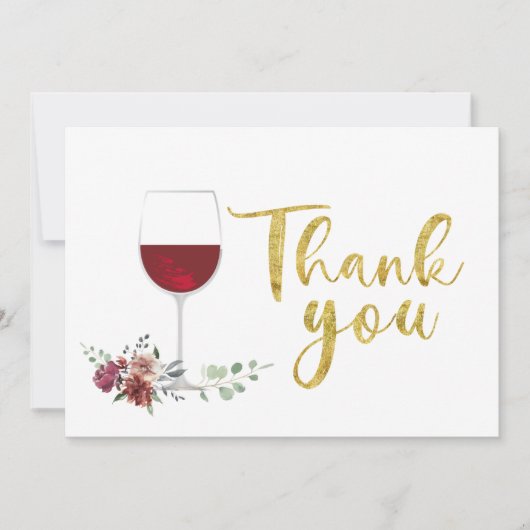 wine gold Thank You Card Bedankkaart (Voorkant)