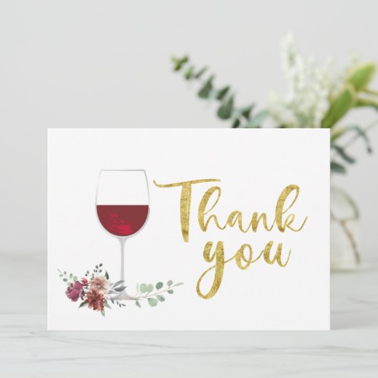 wine gold Thank You Card Bedankkaart (Staand voorkant)