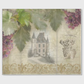 Wine Grape Script Ephemera Vineyard French Chateau Cadeaupapier (Vlak)