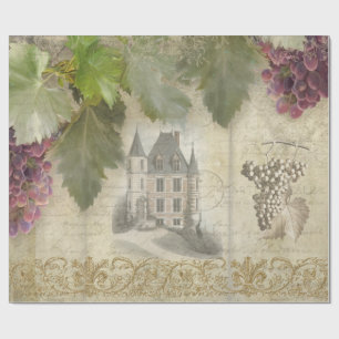 Wine Grape Script Ephemera Vineyard French Chateau Cadeaupapier