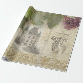 Wine Grape Script Ephemera Vineyard French Chateau Cadeaupapier (Uitgerold)