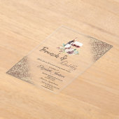 Wine Grapes Glitter Bokeh Brunch & Bubbly  Acryl Uitnodigingen (Laagn)