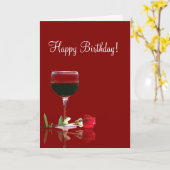 Wine Happy Birthday Friend Kaart (Gele Bloem)