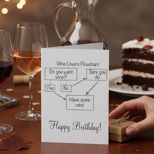 Wine Happy Birthday Funny Humor Kaart