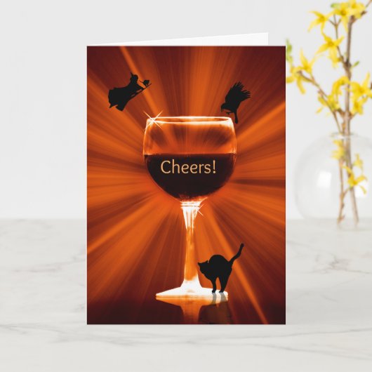 Wine Happy Halloween Kaarten (Gele Bloem)