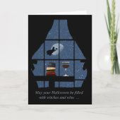 Wine Happy Halloween Wyed Witch Kaart (Voorkant)