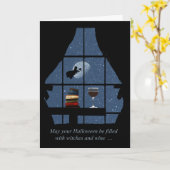 Wine Happy Halloween Wyed Witch Kaart (Gele Bloem)
