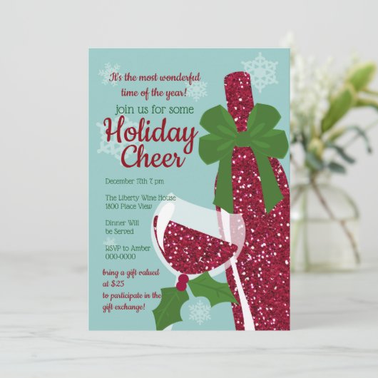 Wine Holiday Cheer Uitnodiging (Staand voorkant)
