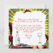 Wine Humor | Personalized Retro Pop Art Christmas Feestdagenkaart (Achterkant)