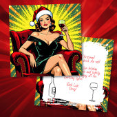 Wine Humor | Personalized Retro Pop Art Christmas Feestdagenkaart