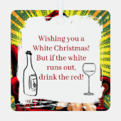 Wine Humor Retro Pop Art Christmas Metalen Ornament (Achterkant)