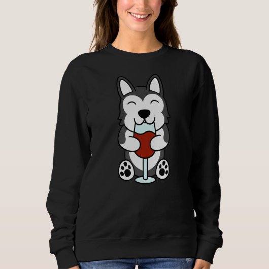 Wine Husky Dog Trui (Voorkant)
