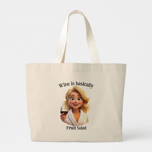 Wine is basically fruit salad grote tote bag (Achterkant)
